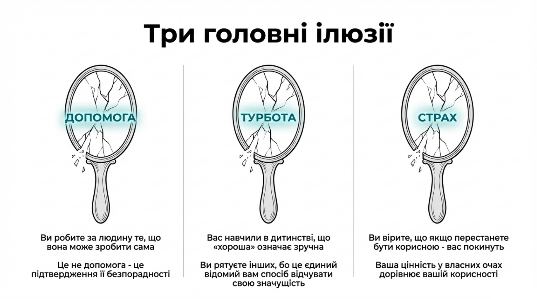 Три головні ілюзії рятівниці: допомога, турбота і страх покинутості як основа синдрому рятівника