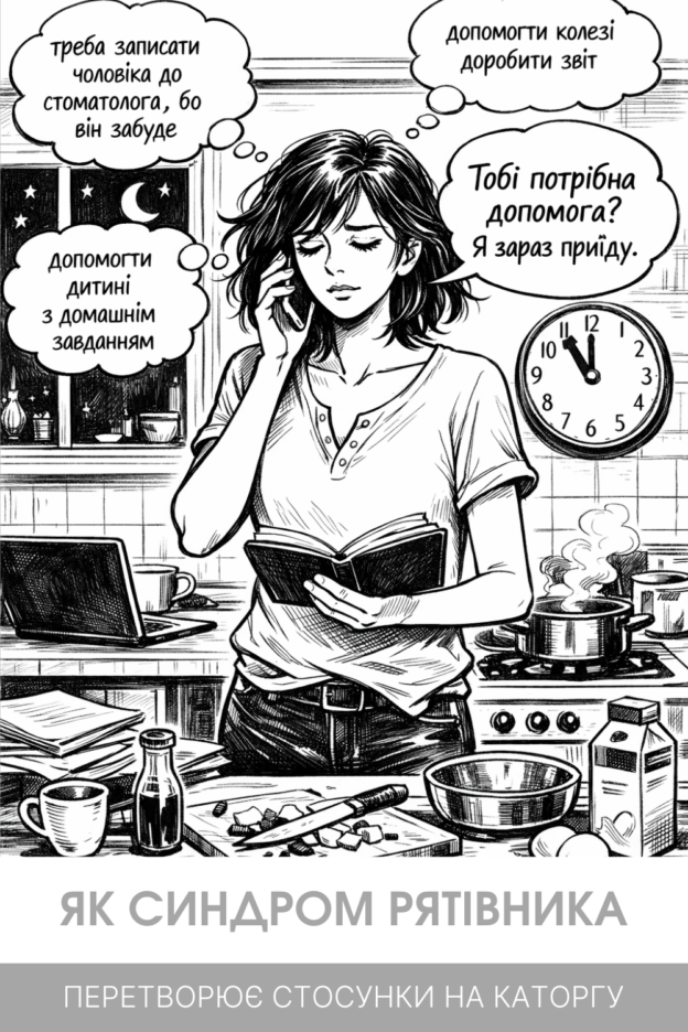 Синдром рятівника у стосунках - жінка одночасно вирішує чужі проблеми вдома, на роботі і в родині